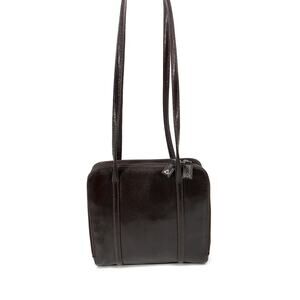 VINTAGE DESMO Brown Leather Reptile Embossed Italy Made Structured Purse Handbag